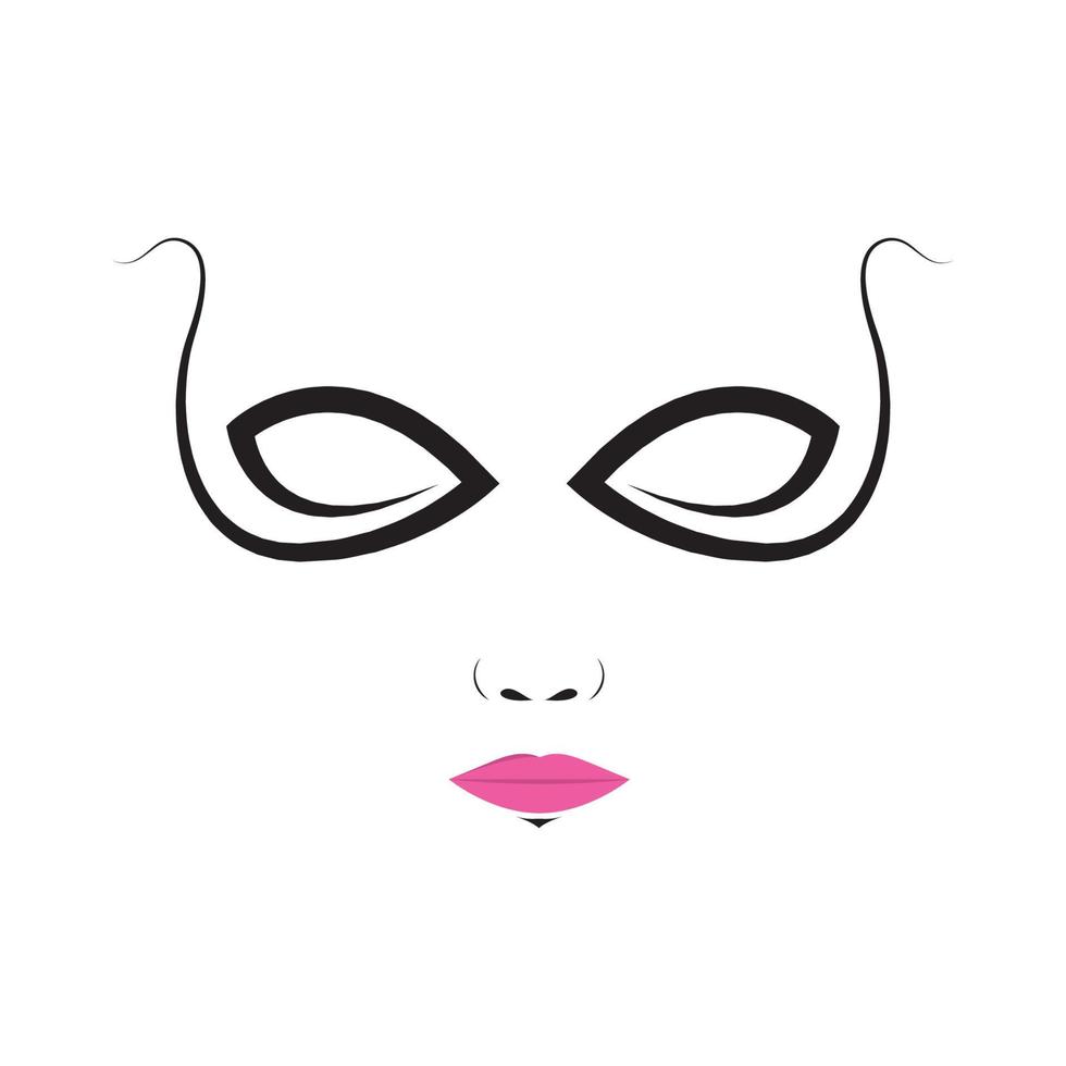 cara de mujer con máscara festival logo diseño gráfico vectorial símbolo icono signo ilustración idea creativa vector