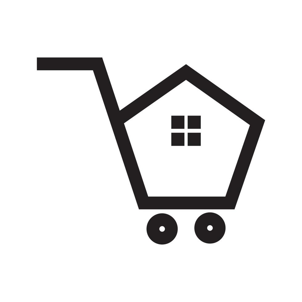 home shape with trolley logo design vector graphic symbol icon sign illustration creative idea