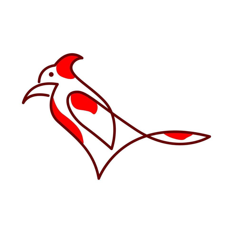 continuous line bird cardinal logo symbol icon vector graphic design illustration idea creative