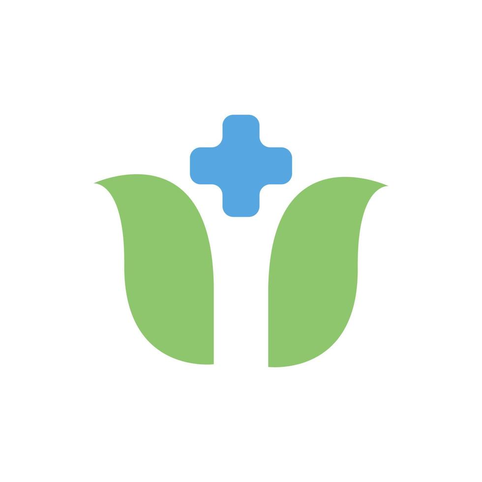 leaf with cross medical healthcare logo symbol icon vector graphic design