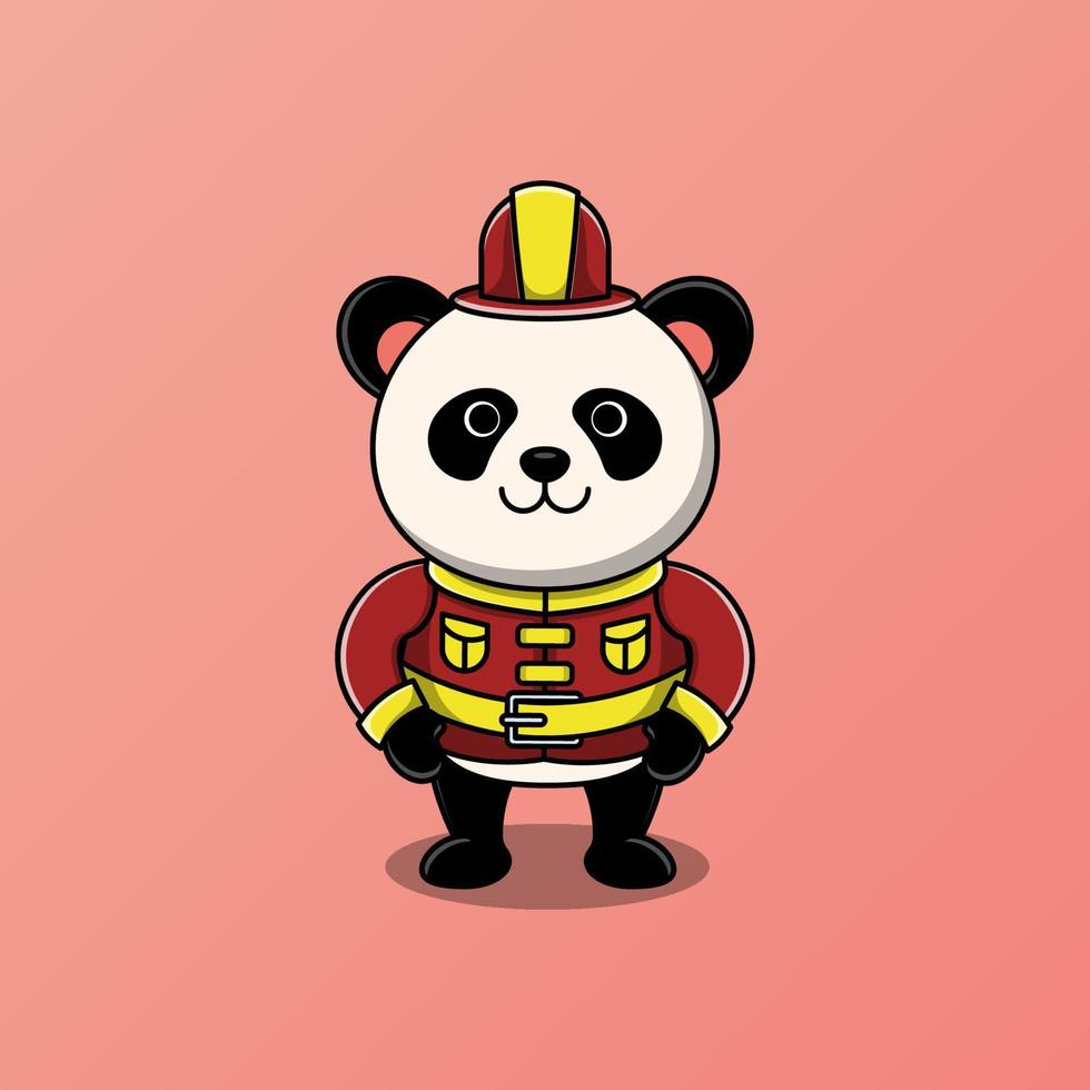 Cute panda firefighter vector illustration