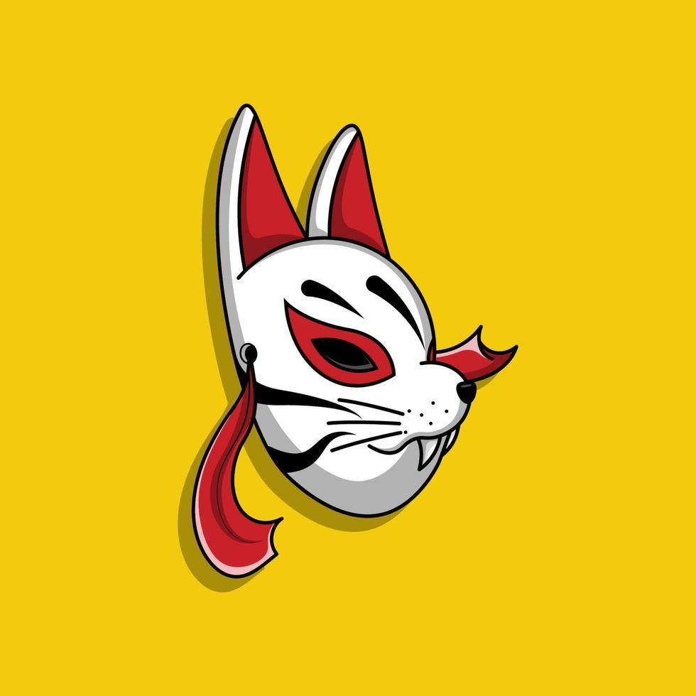 máscara kitsune japonesa, ilustración vectorial eps.10 vector