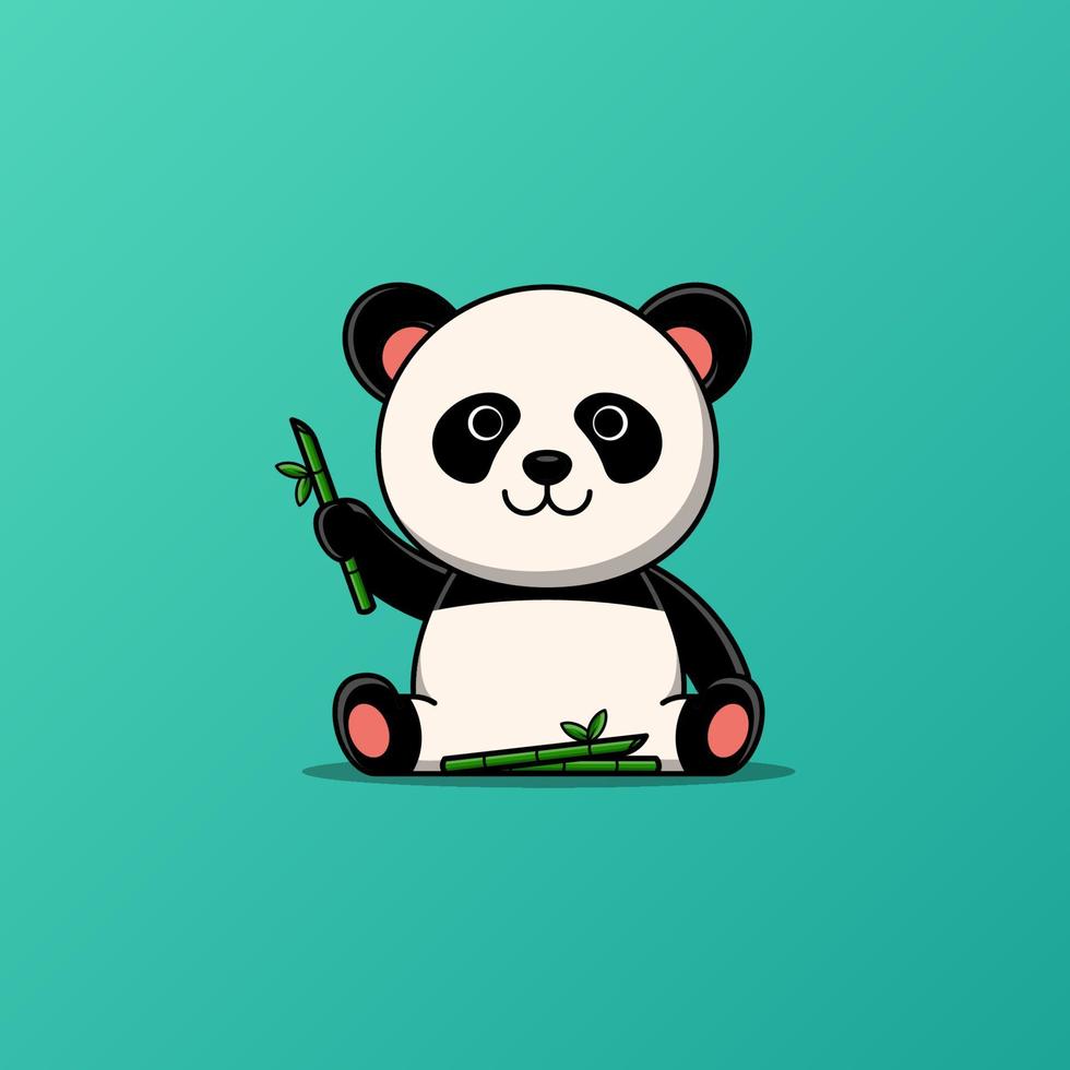 lindo panda con bambú, ilustración vectorial eps.10 vector