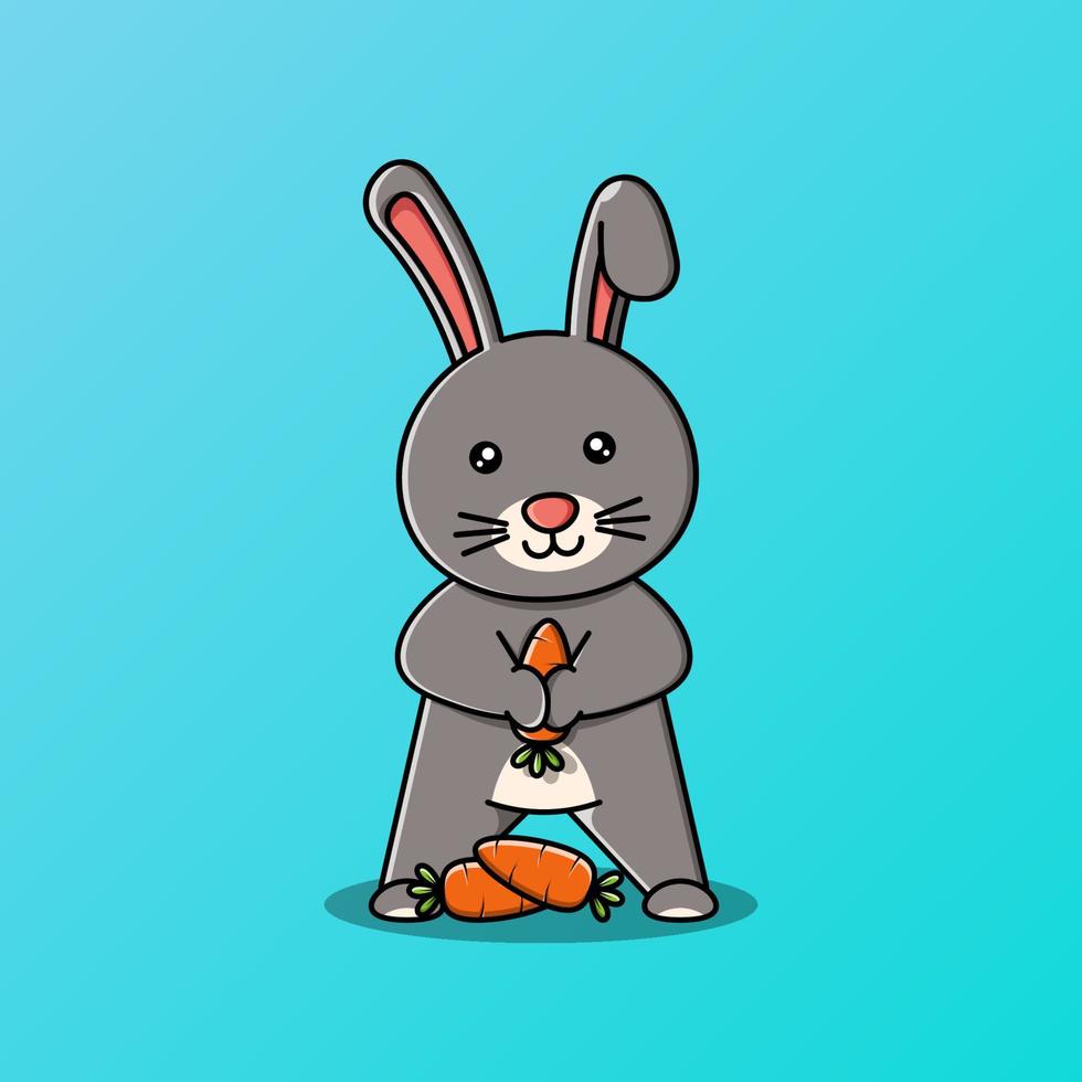 Cute rabbit hugging carrot vector illustration