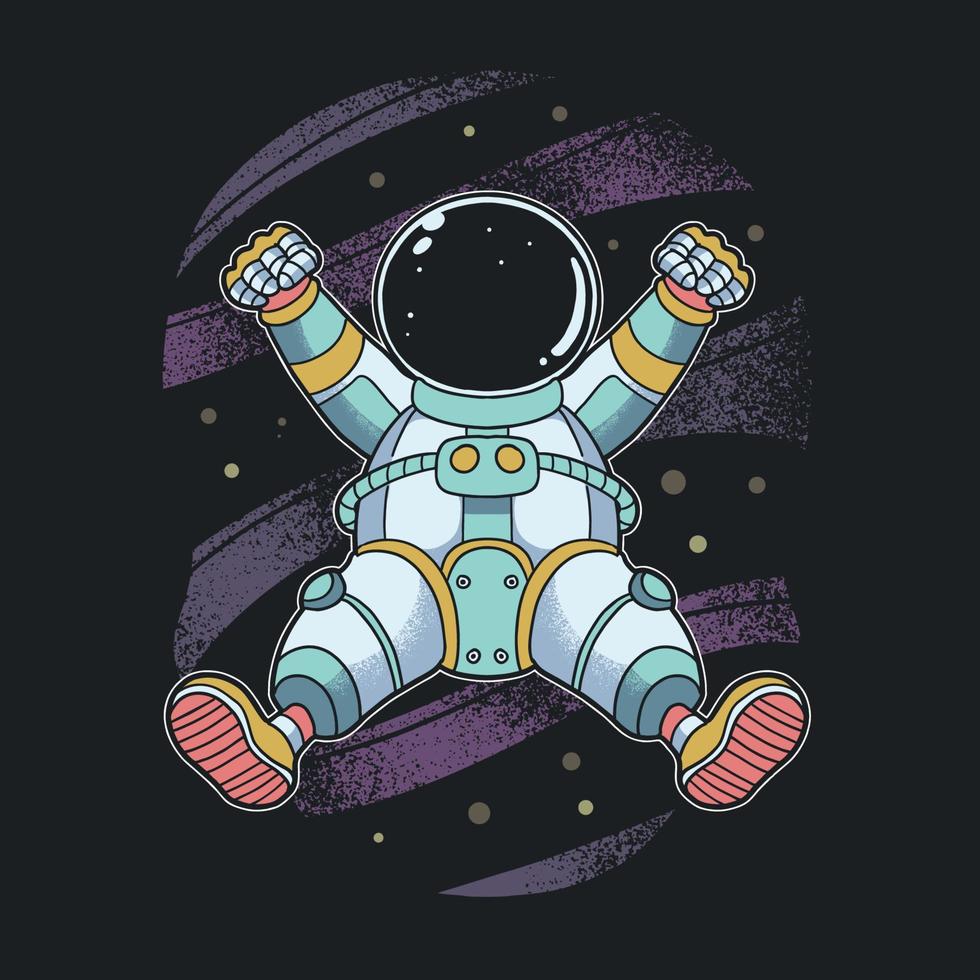 feliz astronauta volando en la galaxia vector