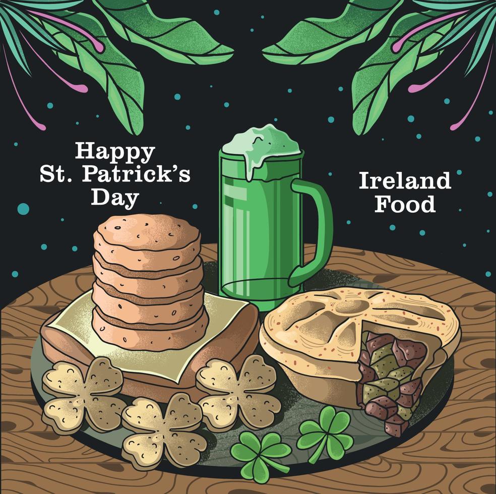 concepto del día de san patricio de la tradición alimentaria de irlanda vector