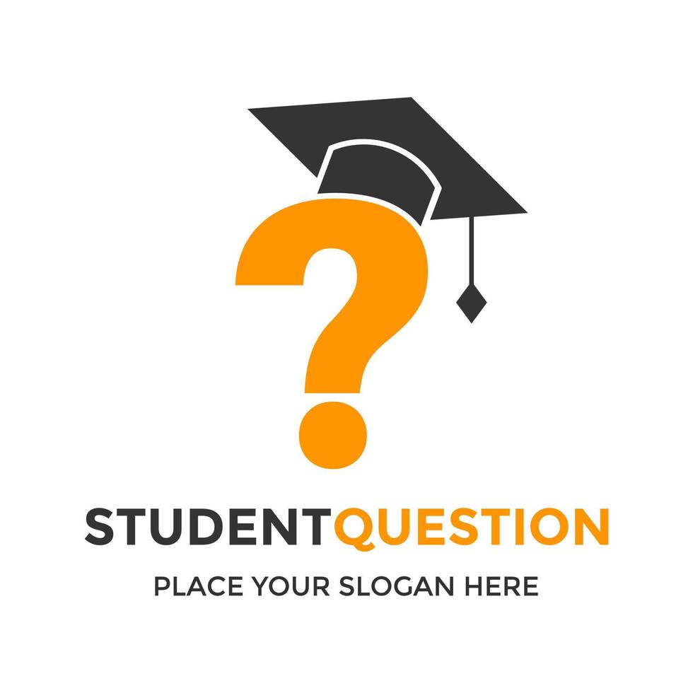 Student question vector logo template. This design use hat symbol. Suitable for education.