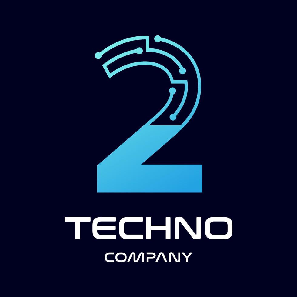 plantilla de logotipo de vector de tecnología número dos. este diseño usa el símbolo azul y de punto. adecuado para el texto.