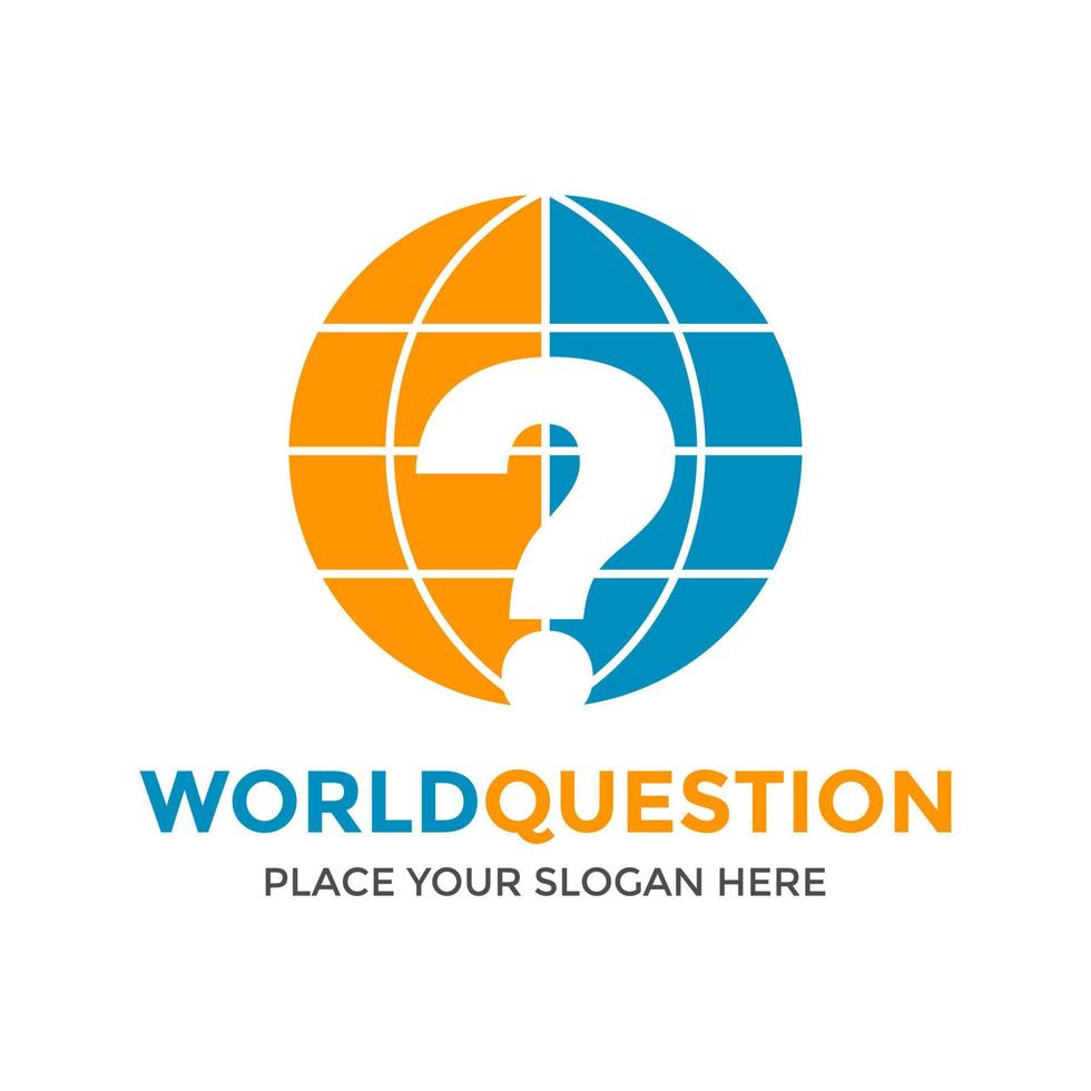 World question vector logo template. This design use earth and mark symbol. Suitable for talking business.