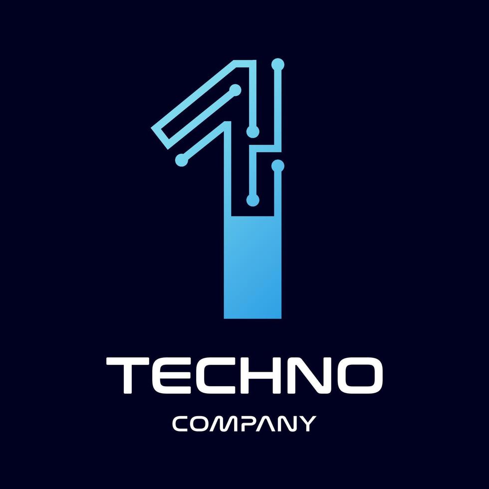 Number one technology vector logo template. This design use blue and dot symbol. Suitable for text.