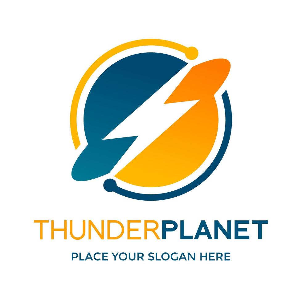 Thunder planet or world vector logo template. This design use globe earth symbol. Suitable for energy or technology.
