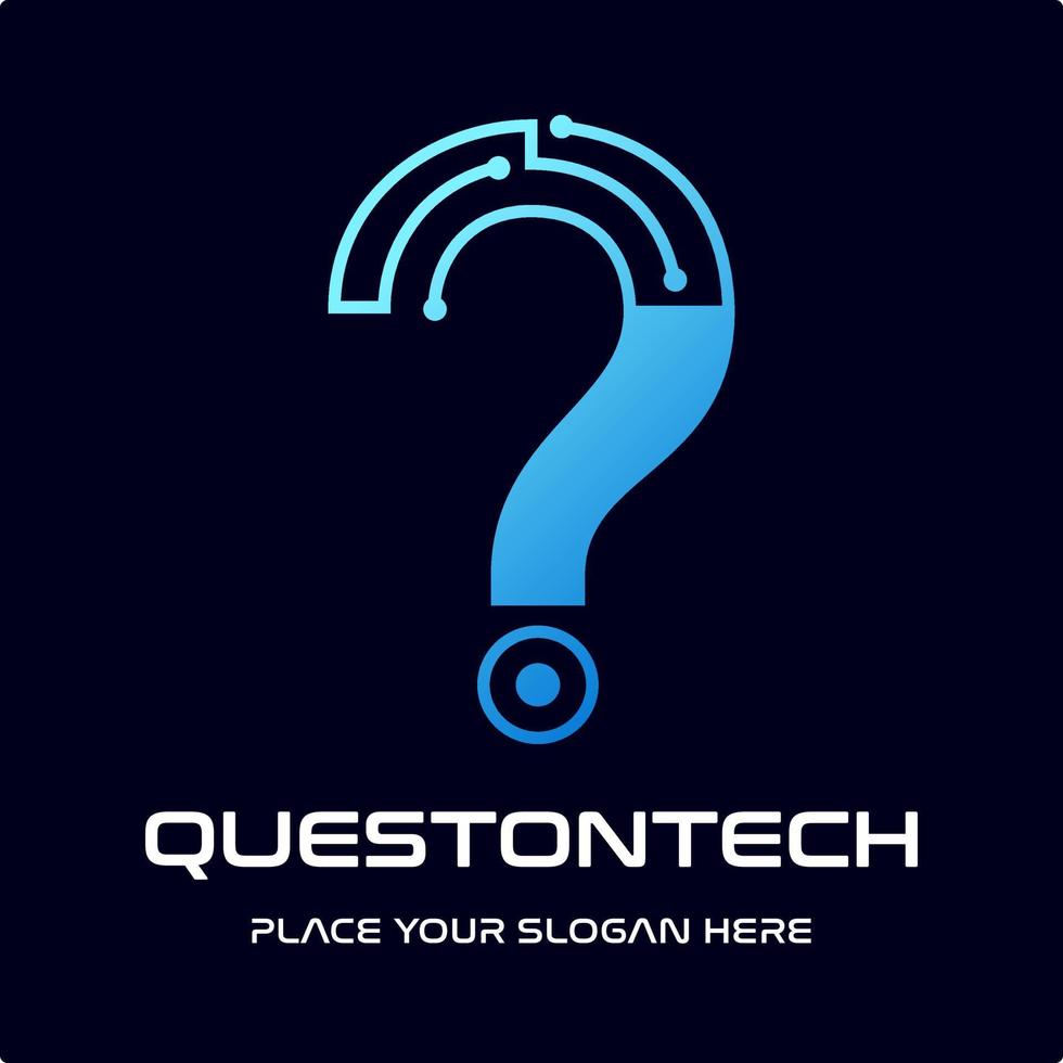 Question technology vector logo template. This design use blue and dot symbol. Suitable for text.