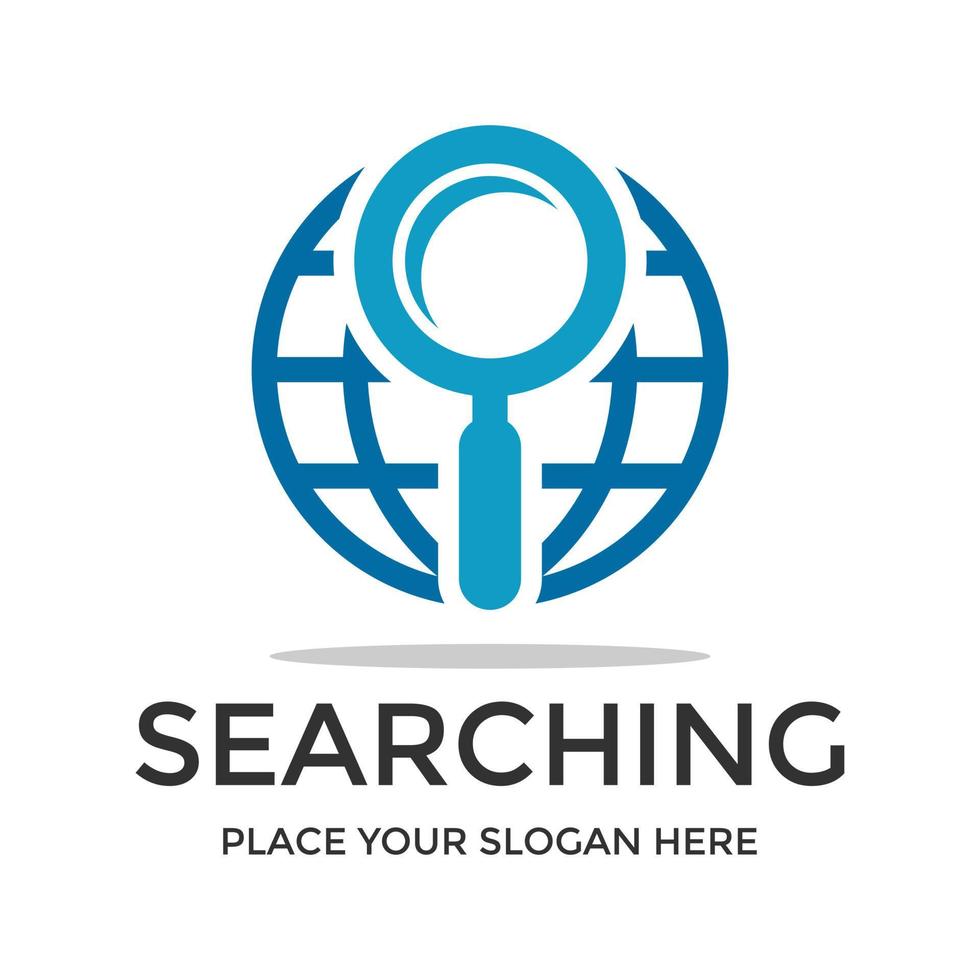 Searching globe or internet vector logo template. This design use discovery or find symbol. Suitable for business or technology.