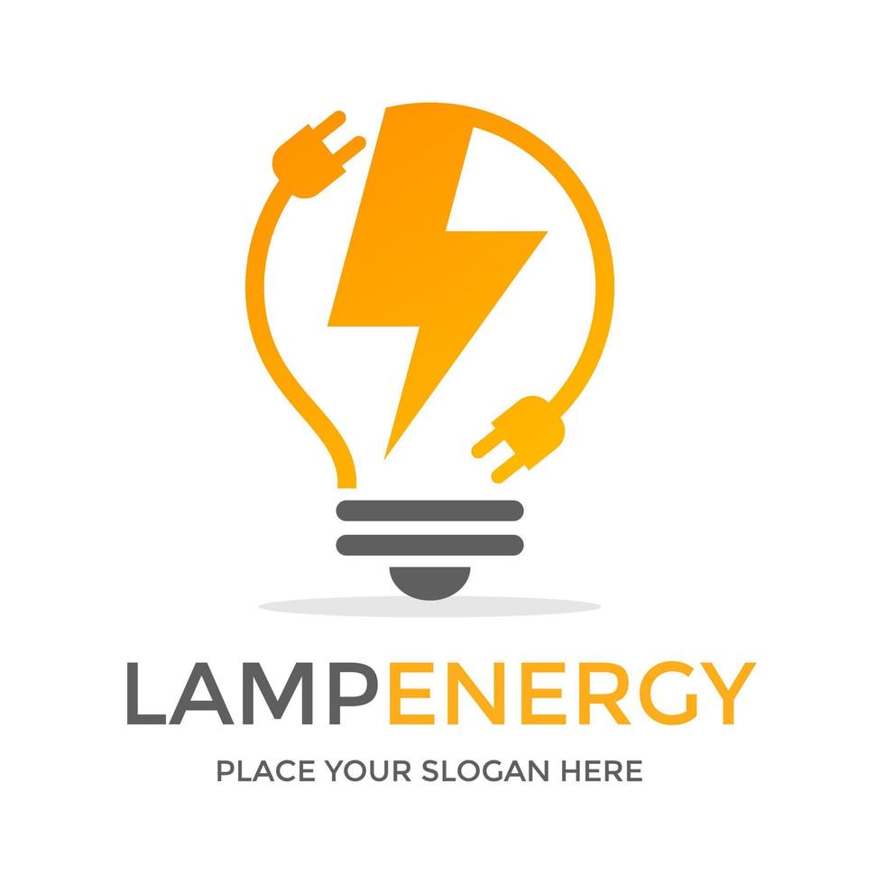 plantilla de logotipo de vector de energía de lámpara. este diseño utiliza el símbolo del trueno. APTO PARA INDUSTRIAL O TECNOLOGICO.