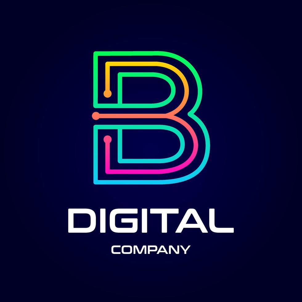 tecnología de letra b o plantilla de logotipo de vector digital. este diseño utiliza el símbolo de punto. apto para compañía.