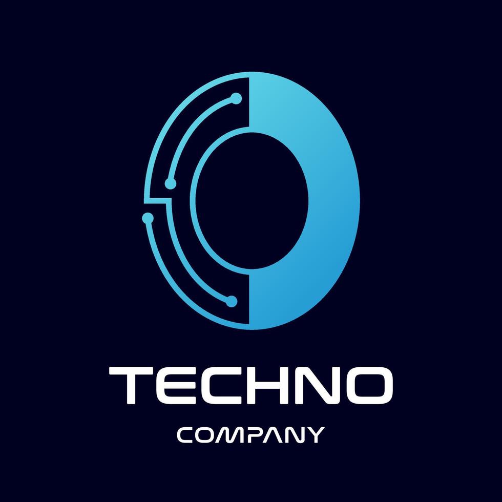 plantilla de logotipo de vector de tecnología número cero. este diseño usa el símbolo azul y de punto. adecuado para el texto.