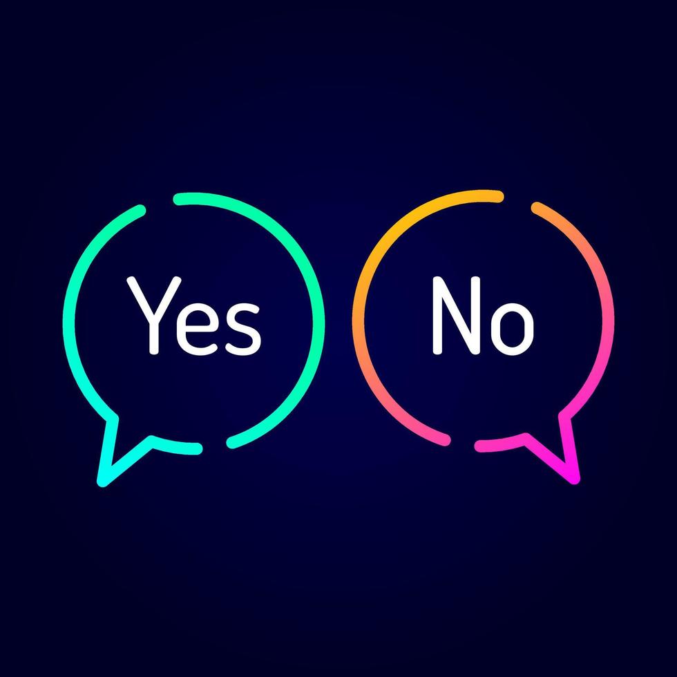 Yes No speech vector template. This design use chat symbol and gradient effect. Suitable for vote, quiz or communication.