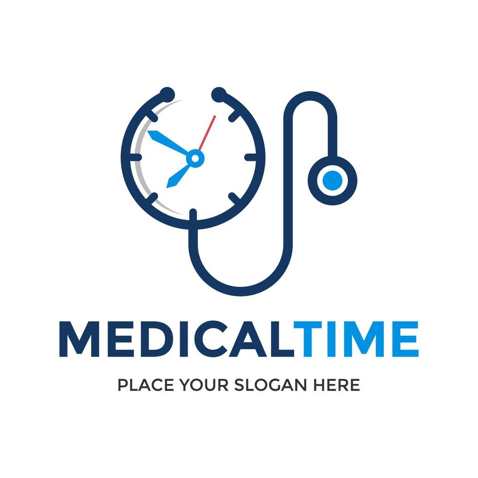 Medical time vector logo template. This design use stethoscope symbol.