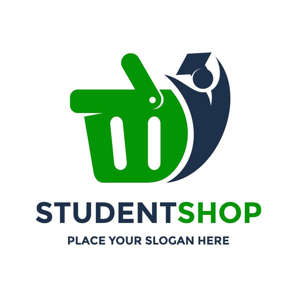 plantilla de logotipo de vector de tienda de estudiantes. este diseño usa el símbolo de sombrero y bolsa. adecuado para la educación.