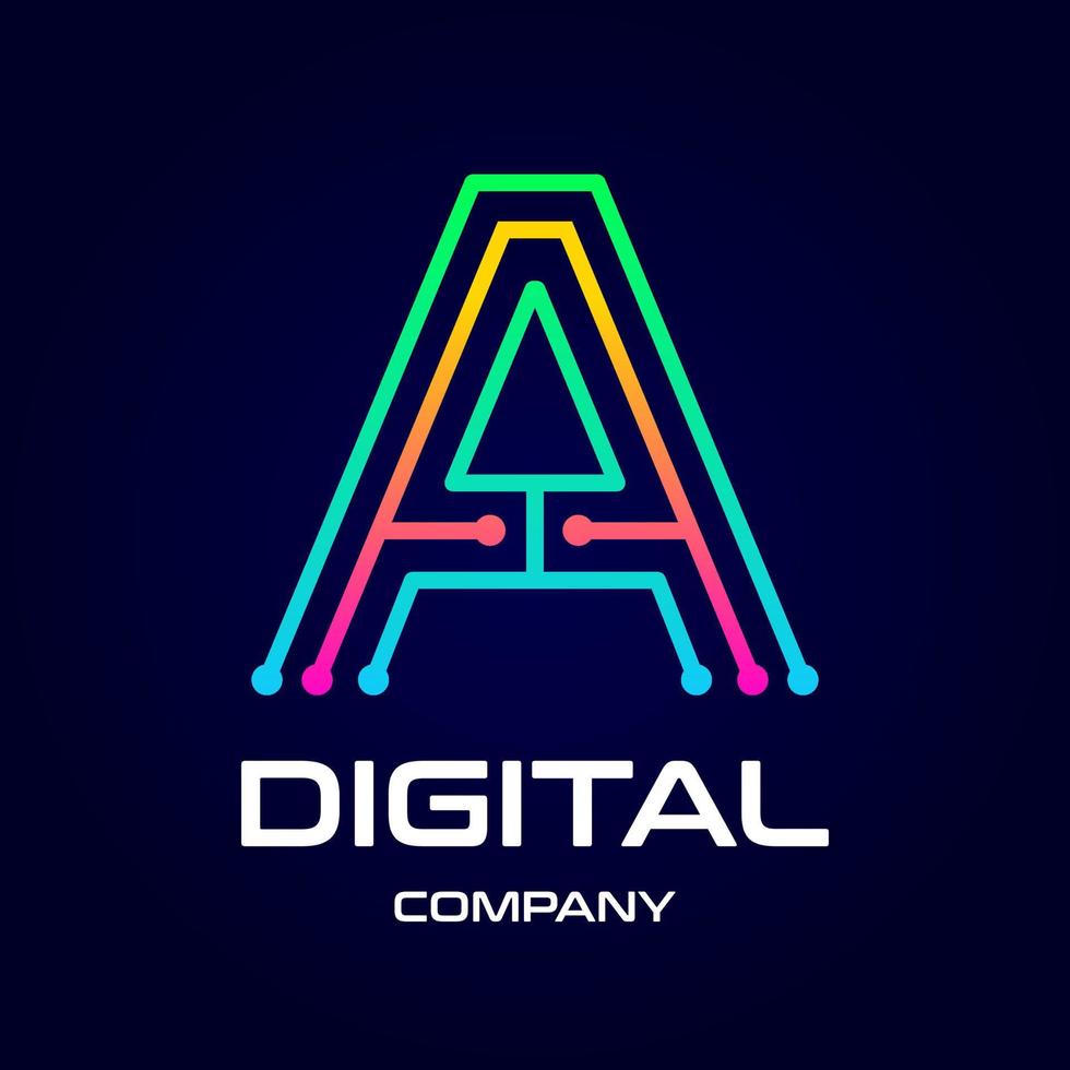 Letter A technology or digital vector logo template. This design use dot symbol. Suitable for company.
