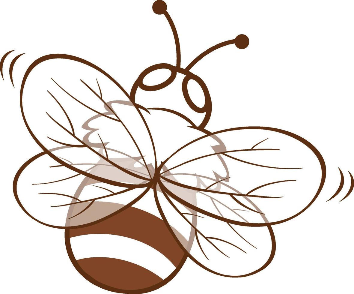 Bee in doodle simple style on white background vector