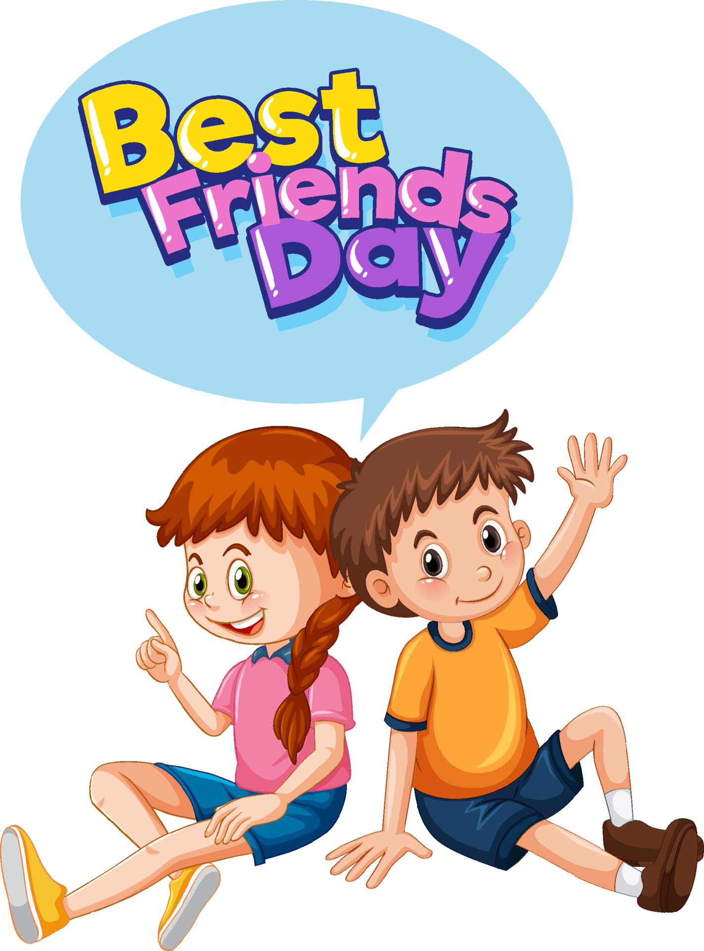 Best Friends Day with two friends children 5503311 Vector Art at Vecteezy