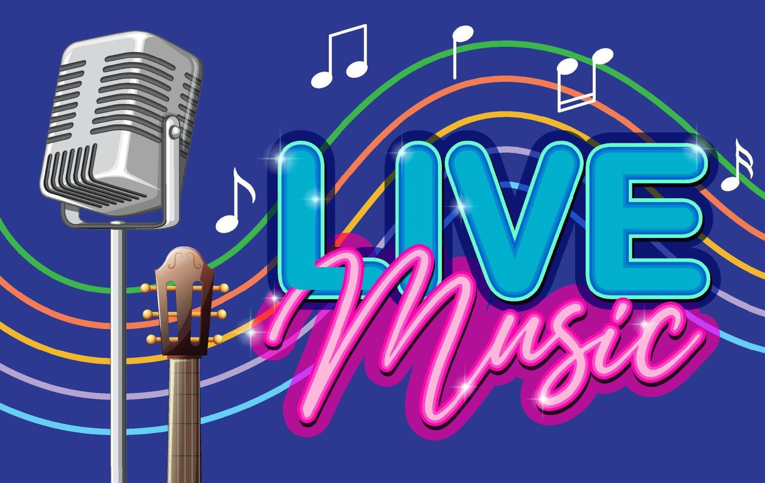 banner de música en vivo con micrófono vintage vector