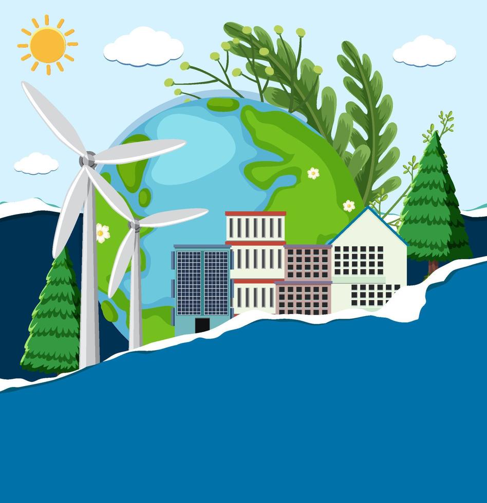 Save planet background concept with industrial plant vector