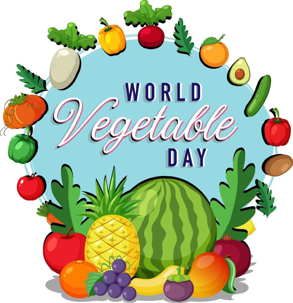 cartel del día mundial de las verduras con muchas frutas vector