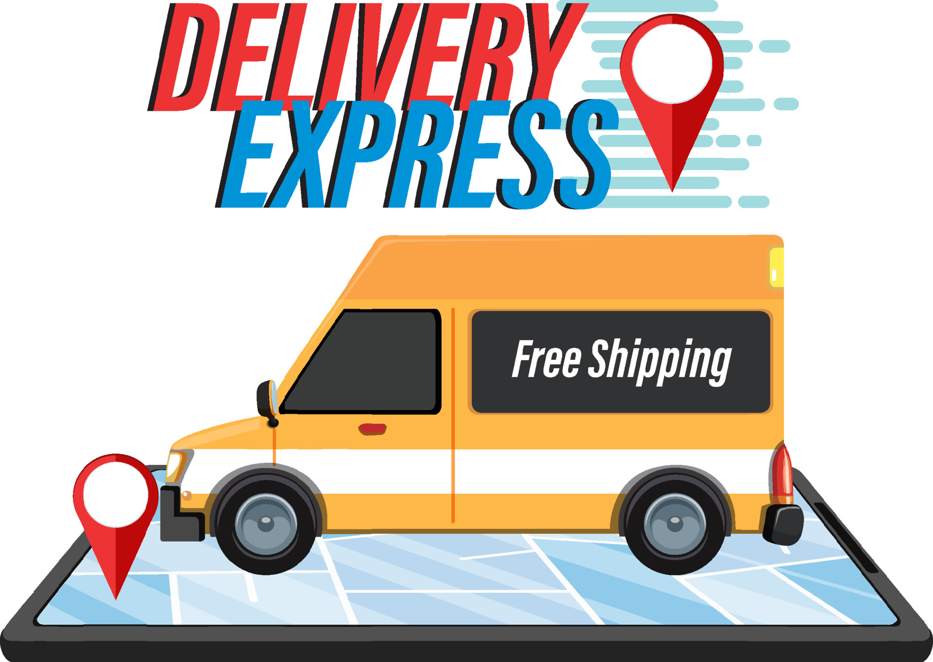 Delivery Express logotype with panel van on smartphone 5503352 Vector ...