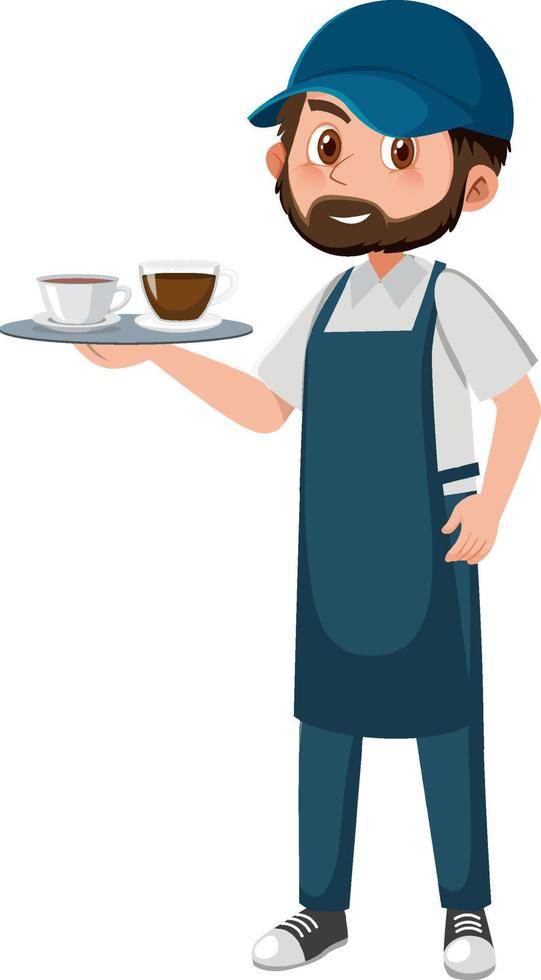 A coffee man cartoon character on white background vector