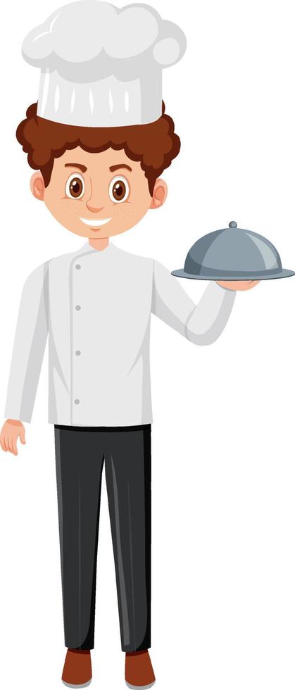 A professional chef holding food vector