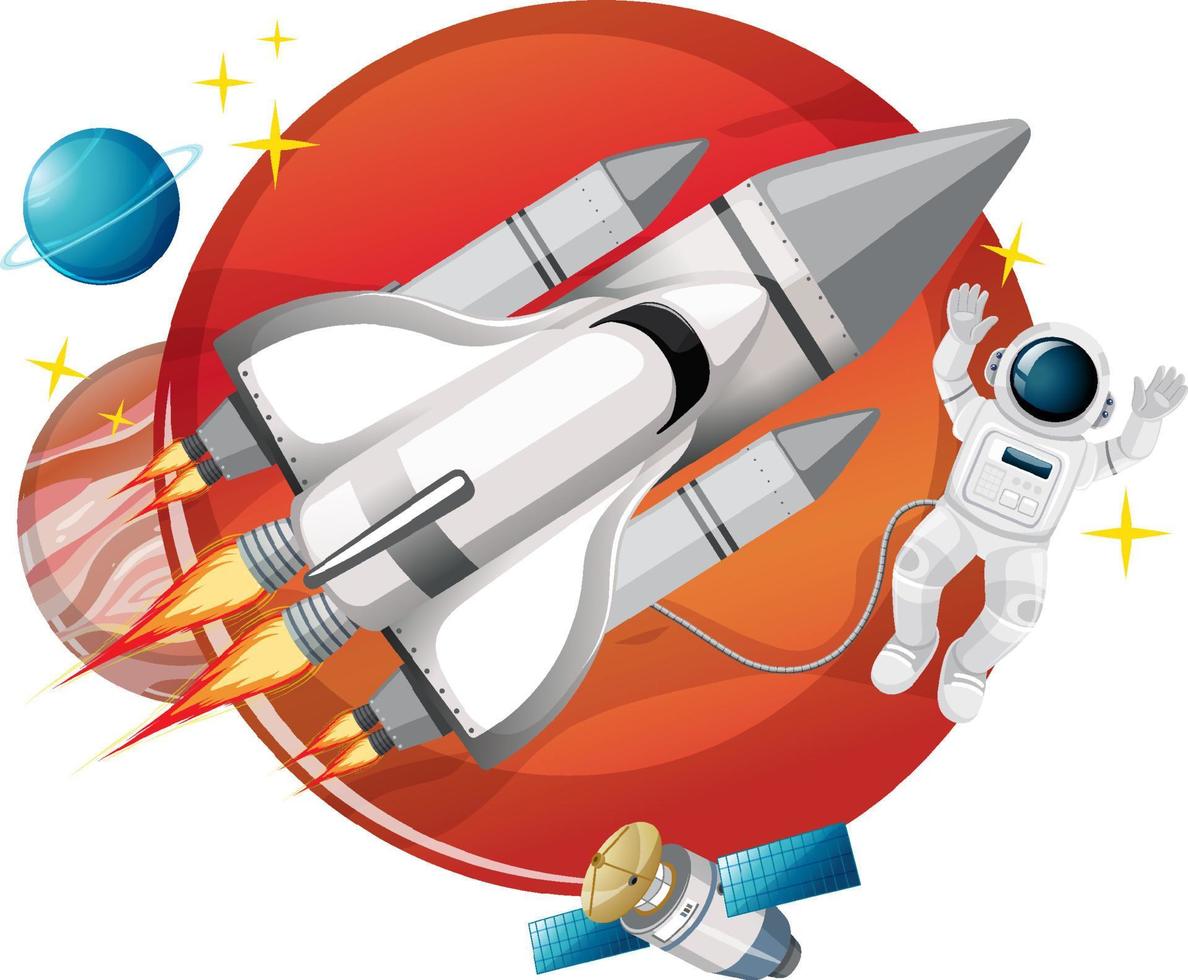 Rocketship with an astronaut on white background vector