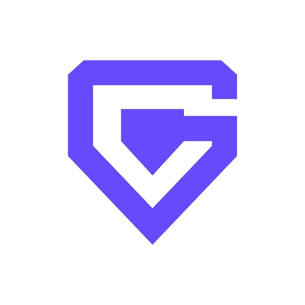 letra g o g inicial para el diseño del logotipo de seguridad del protector del escudo del juego vector