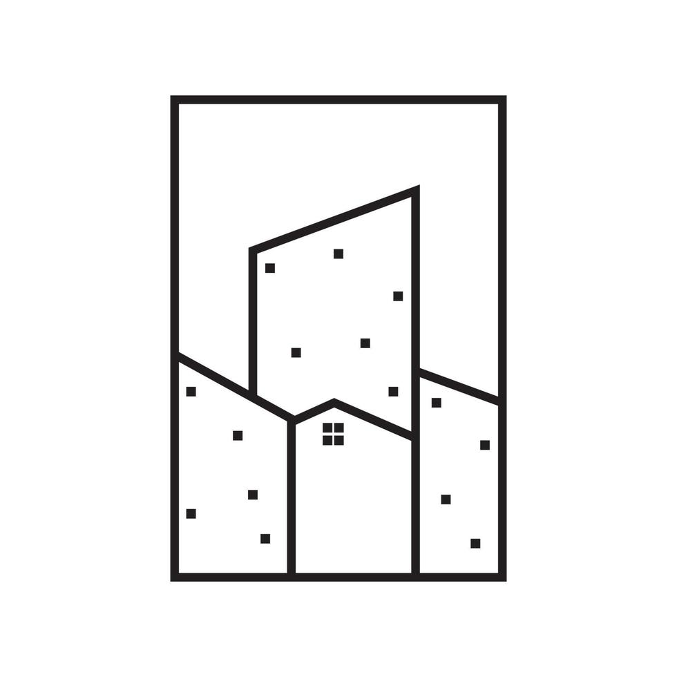 marco de línea con diseño de logotipo de construcción de viviendas símbolo gráfico vectorial icono ilustración idea creativa vector