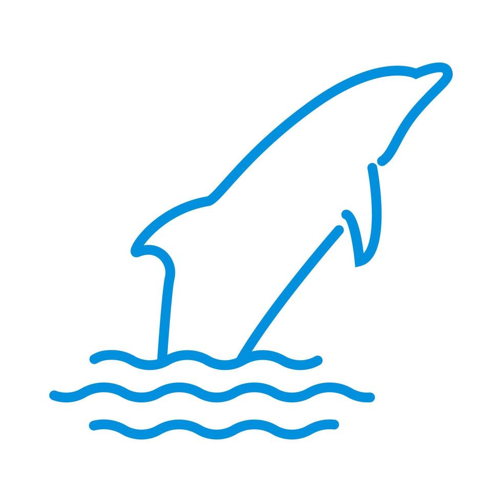 línea delfín salto mar logotipo diseño vector gráfico símbolo icono ilustración idea creativa