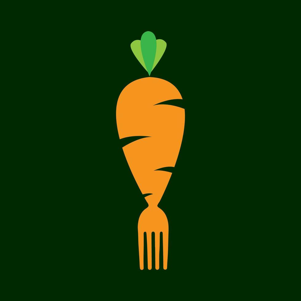 Zanahoria naranja con diseño de logotipo de tenedor símbolo gráfico vectorial icono signo ilustración idea creativa vector