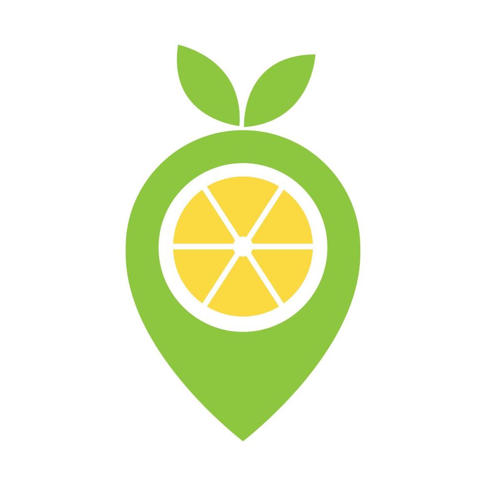 green lemon lime with pin map location logo symbol icon vector graphic design illustration idea creative