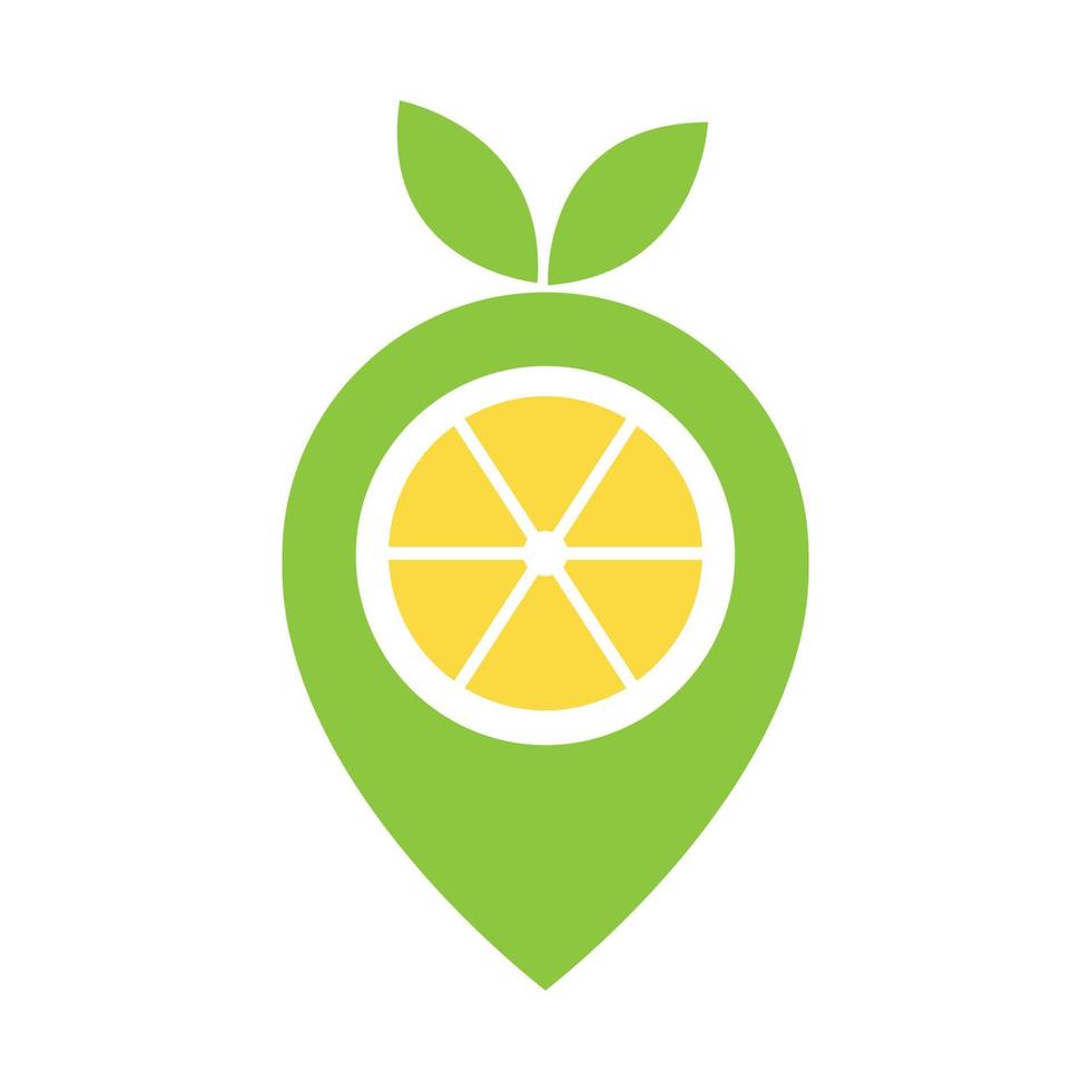 lima limón verde con pin mapa ubicación logotipo símbolo icono vector diseño gráfico ilustración idea creativa