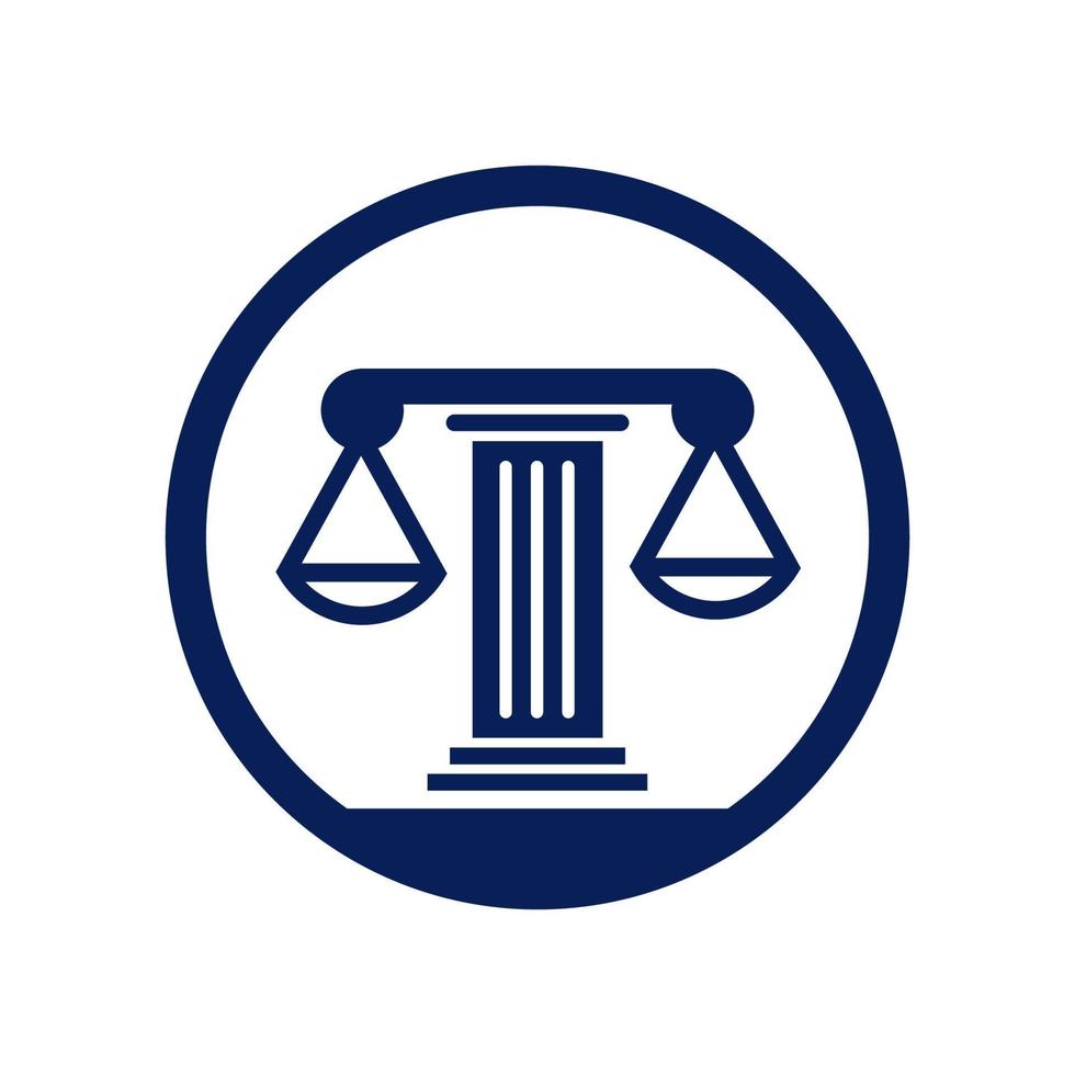scales of justice law pole in circle logo design vector