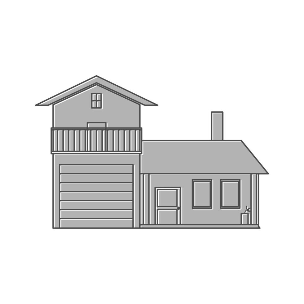 home house simple with garage line logo icon vector design illustration