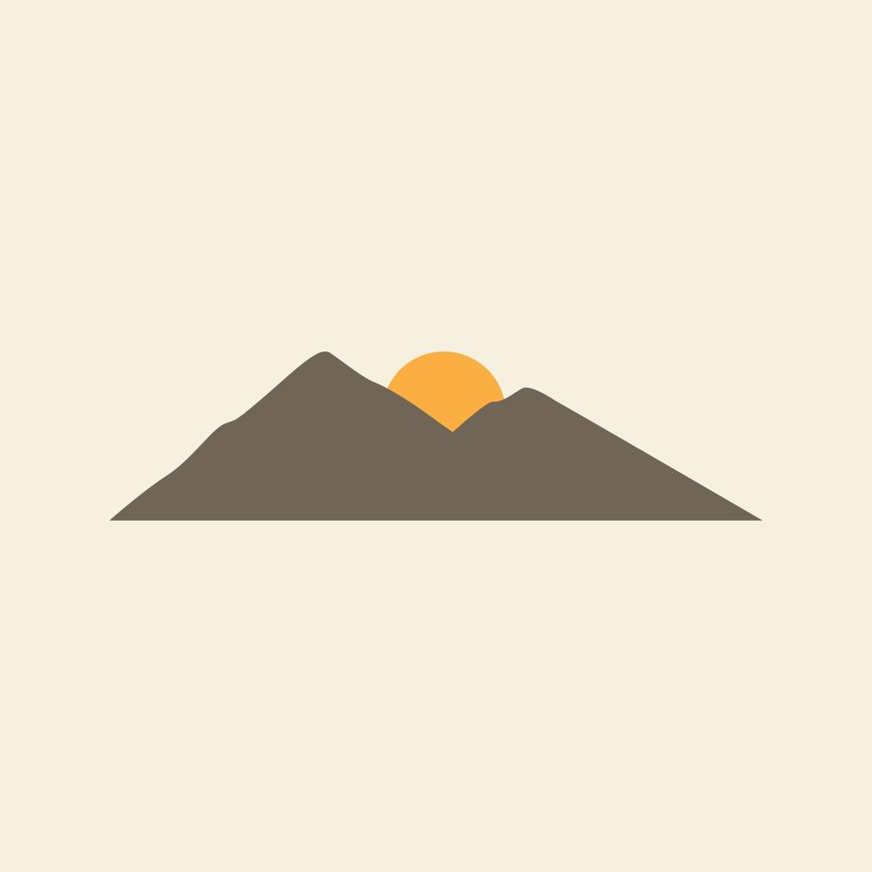 colored vintage minimal mountain with sunset logo design vector graphic symbol icon sign illustration creative idea