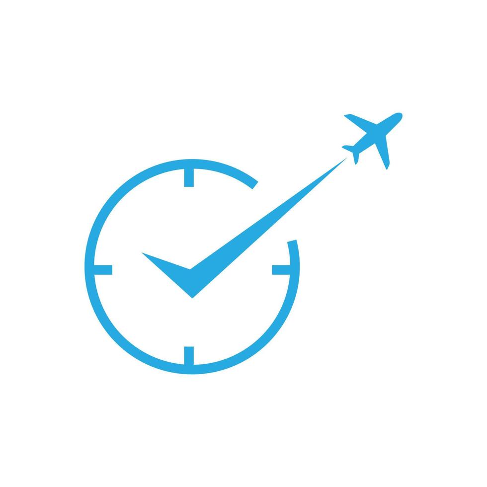clock with launch airplane logo design vector graphic symbol icon sign illustration creative idea