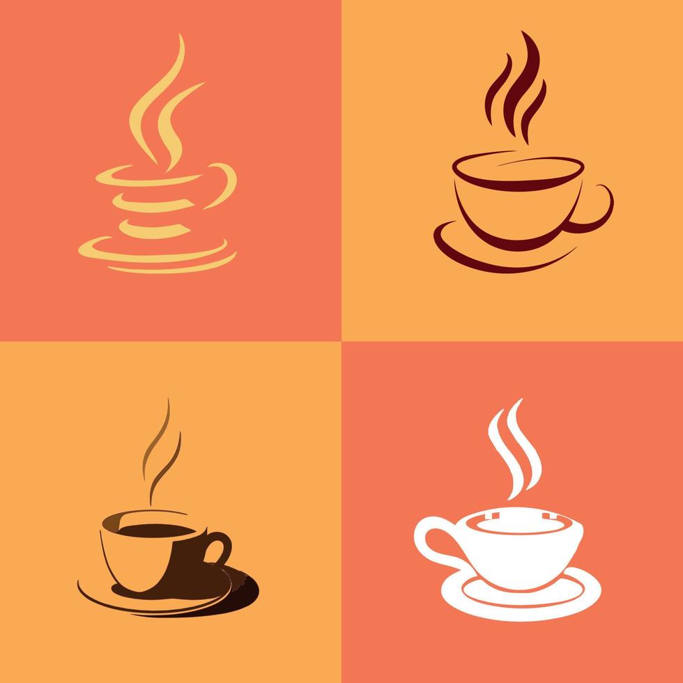 coffee cup flat logo set vector