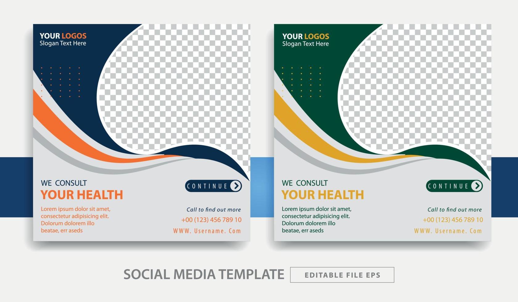 health theme social media post template vector