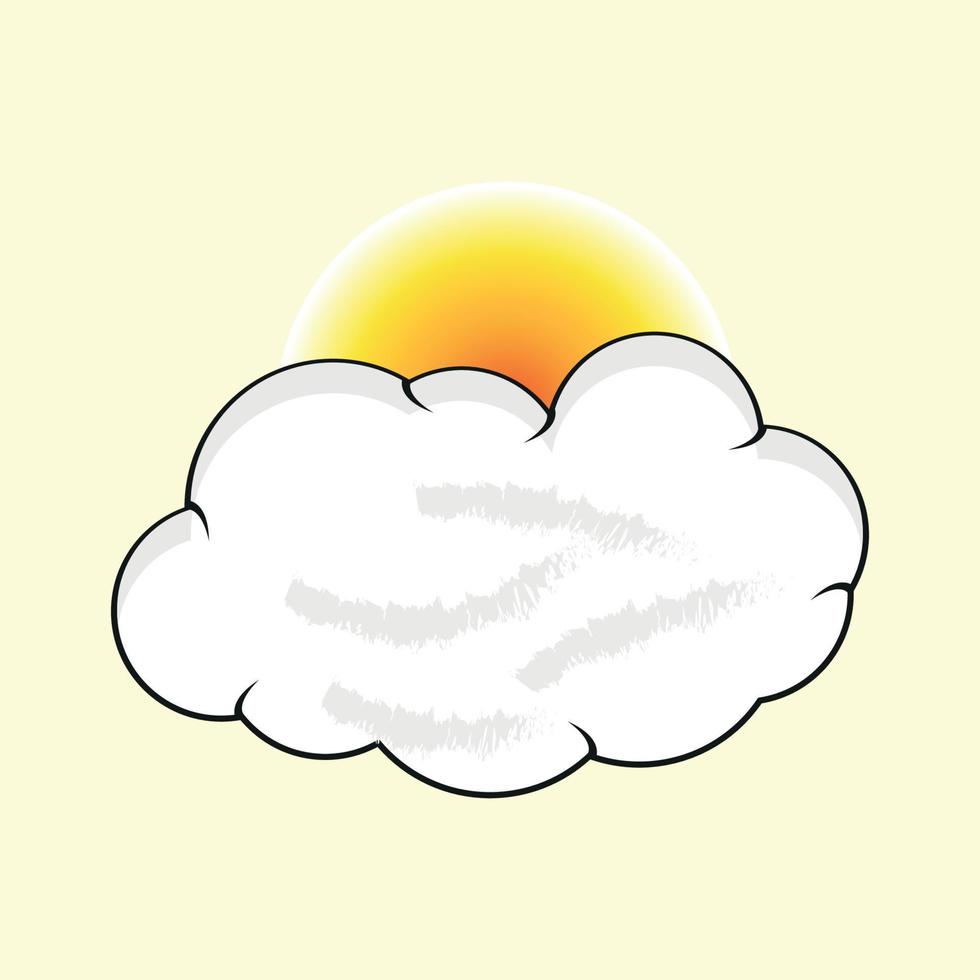 sun behind the cloud cute icon vector