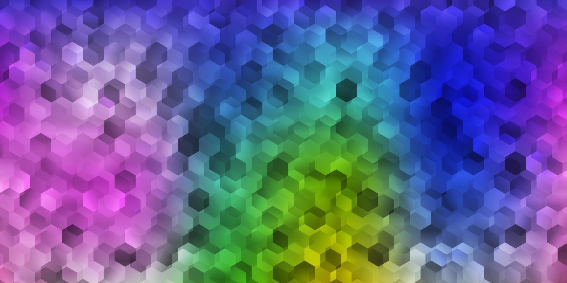 textura de vector multicolor claro con hexágonos de colores.