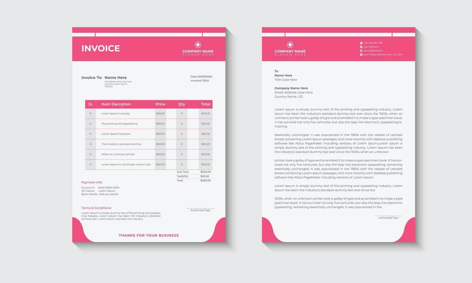 Modern Invoice and Letterhead template vector