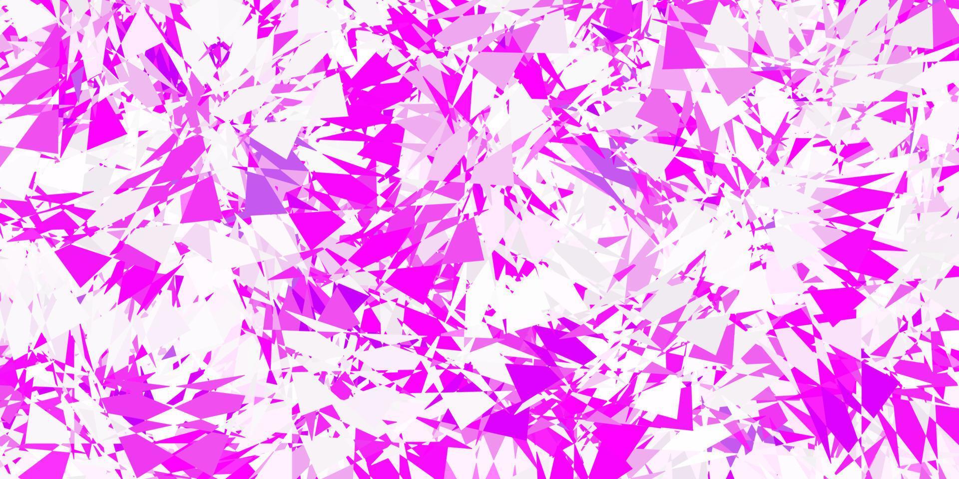 Telón de fondo de vector rosa claro con triángulos, líneas.