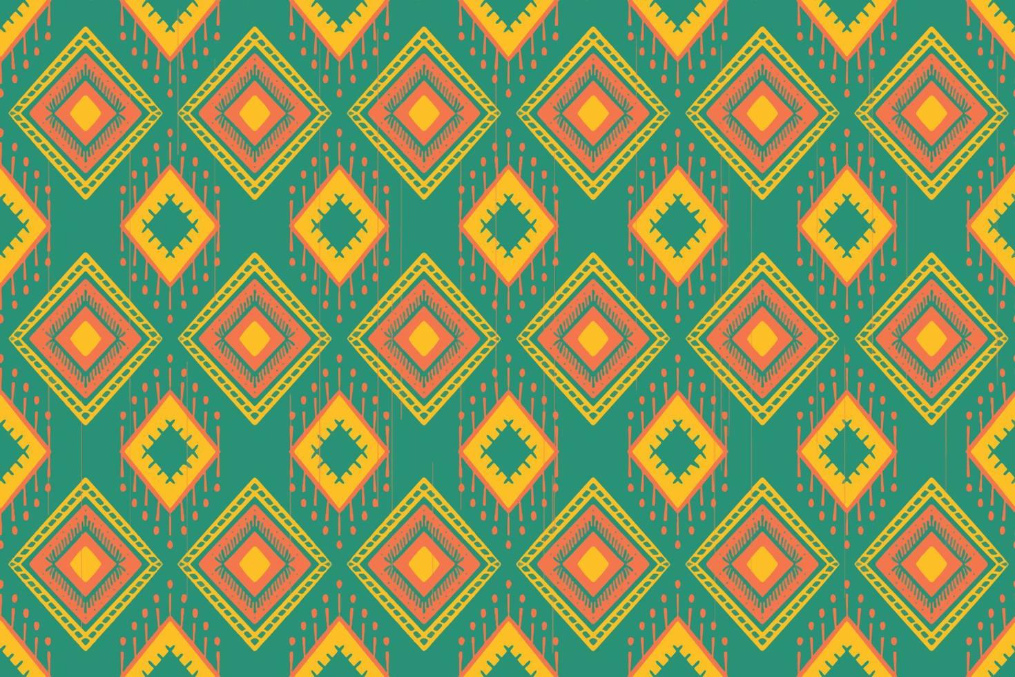 Yellow Orange on Green. Geometric ethnic oriental pattern traditional  Design for background,carpet,wallpaper,clothing,wrapping,Batik,fabric,Vector  illustration embroidery style 5505122 Vector Art at Vecteezy